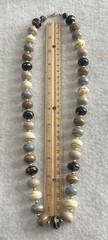 Vintage Earth Tone Acrylic/ Resin Beaded Necklace With Splashes Of Gold. 13”