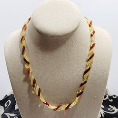 Unique Red and Opaque and Clear Lucite Chip Beaded Hand Strung Vintage Necklace