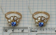 Vintage Original Rose & White Gold Sapphire (lab. made) Ring 583 14K 3.68 g.