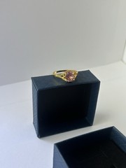 Vintage Pink Cubic Zirconia Ring Gold Plated Womens Size 9.5