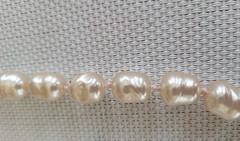 Vintage Signed Les Bernard Baroque Faux Pearls Cream Hand Knotted 29”Necklace