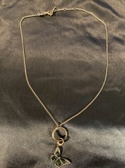 Vintage FOSSIL Enamel Butterfly Gold Tone Necklace 20in