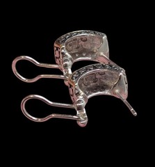 Vintage 925 Sterling Silver Dot Two Toned Half Hoop Earrings Pierced