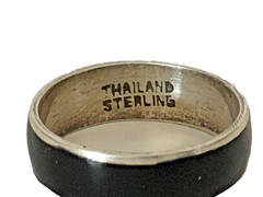 Siam Solid Black Enamel Sterling Silver 925 Vintage NOS Ring Band Sz 7.25