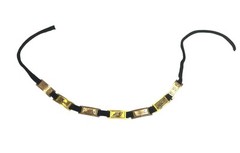 Antique Victorian Friendship Bracelet Engraved Panels Gold Filled. Velvet Tie
