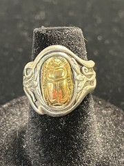 Vintage Sterling Silver Gold Tone Scarab Beetle Ring Size 5 Han Zup– 3077
