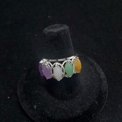 Sterling Silver Multicolor Gemstone Ring 925 FAS Amethyst Size 7