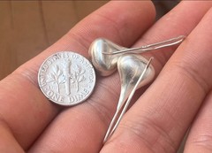 NOT AVAILABLE ! 925 Dome Droplet Vintage Sterling Silver Dangle Fine Earrings