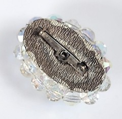 Vintage AB Austrain Crystal Clear Rhinestone Clustered Brooch & Earrings Set