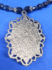 Vintage Jet Black Glass 15″ Wire Choker + Pendant – Fits all
