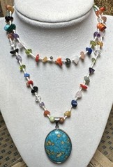 Bohemian Natural Stone Gem Pendant Necklace Turquoise Pendant ￼