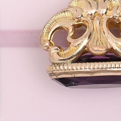 Antique Victorian Yellow Gold Filled Amethyst Paste Watch Fob Charm Pendant