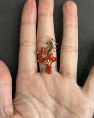 Rare Seahorse Carol Enamel Gold-plated Ring Size 6.5 Exquisite Good Quality