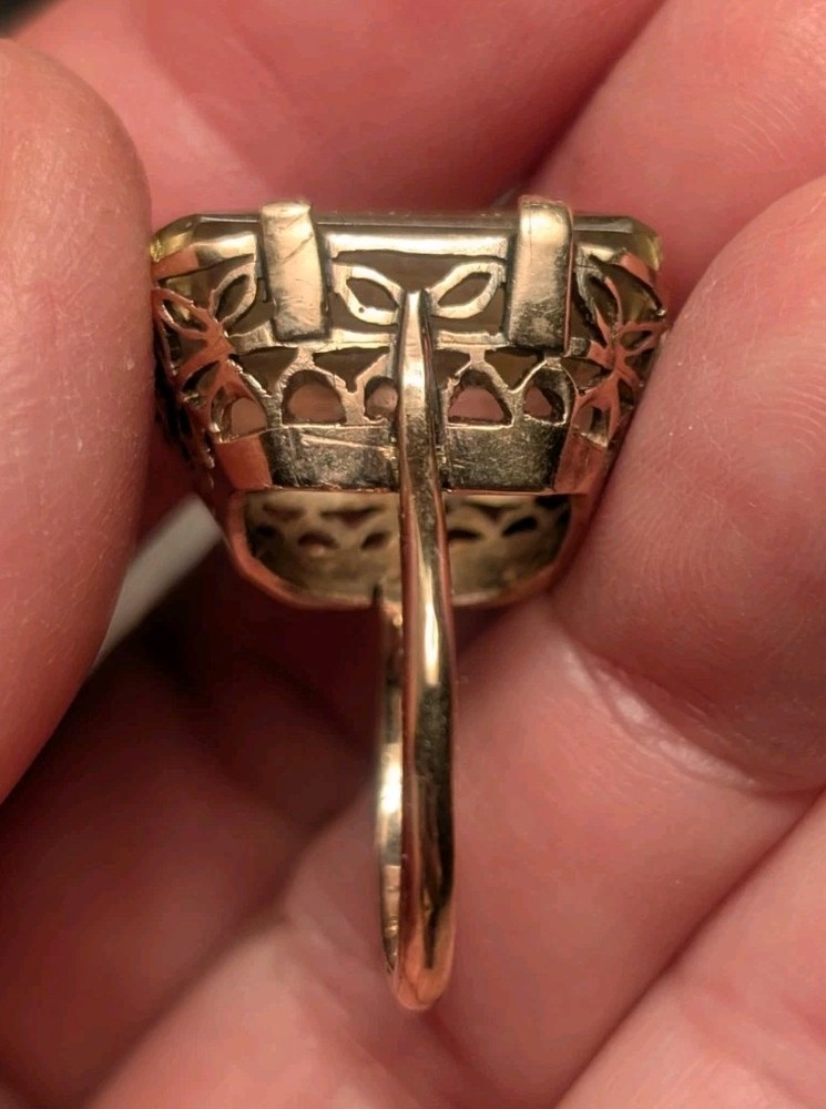Beautiful ART DECO 9-10K SOLID GOLD SCROLLED EUROPEAN Ring Sz6