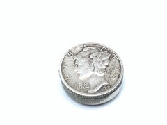 VINTAGE 1941 900 COIN SILVER MERCURY DIME COIN SINGLE BUTTON COVER