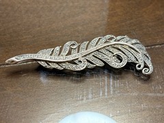 Vintage Sterling Silver Feather Plume Brooch 3” Long 12.5 Grams Signed