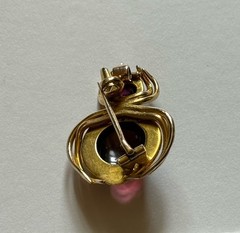 Vintage 14K Yellow Gold Rhodolite Garnet Spider Beetle Insect Brooch Pendant