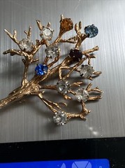 Vtg Sterling Silver gold Tone Multi Color Stone Detailed Tree Of Life Brooch