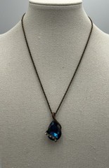 Vintage Victorian Style London Blue Topaz Glass Necklace