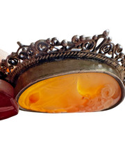 Torre del Greco Italy Hand Carved Shell Cameo Pendant Filigree Lady Portrait