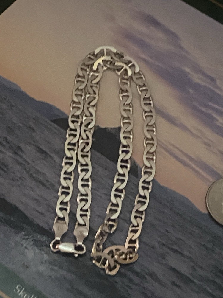 Sterling Silver Italy Anchor Mariner Chain 18″ Necklace – 21g