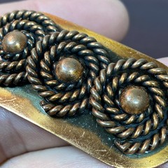 Vtg Blackened Copper Brooch Pin Triple Swirled Rope Modernist MCM DIO HOFFMANDO