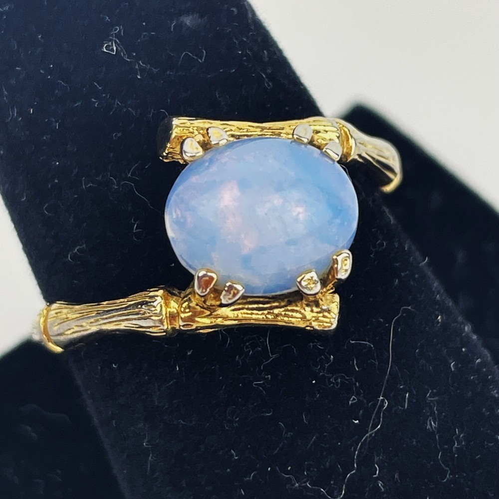 14kt Gold-Filled Vintage Opal Asian Style Bamboo Wrap Ring