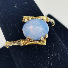 14kt Gold-Filled Vintage Opal Asian Style Bamboo Wrap Ring