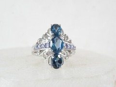 Vintage Sterling Silver 925 Heated London Blue Topaz Tanzanite Ring Size 8