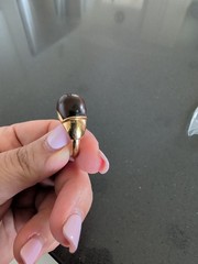 Vintage Lanvin Gold Tone Tortoise? Ring Sz 6.75 P25