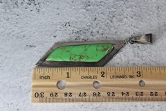 Vintage Mexico Made Green Stone long Pendant