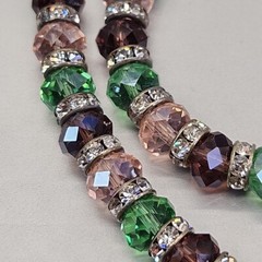 Glass Beaded Necklace Alexander Kalifano Pink Green Rondelles JTV 19″ NOS