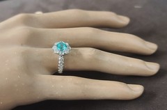 Vintage 14k White Gold Engagement Ring 1.32CT. Blue Neon Tourmaline Round Cut