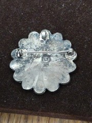 Amazing Vintage Mexican Alpaca Onyx and Abalone  Pin unique Shape ,Size, Colors.