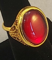 Jewel Tone Red Filigree Pattern Lucite 1960’s Adjustable Vintage Ring U.S.A.