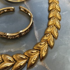 Vintage Gold And Silver Tone Trifari Monet Jewelry Lot Necklaces Leaf Collar