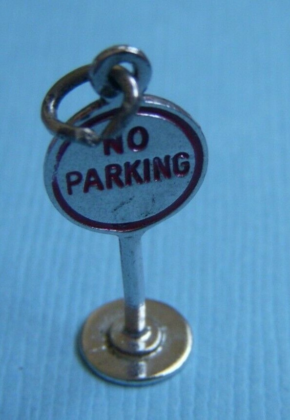 Vintage enamel No Parking sign sterling charm