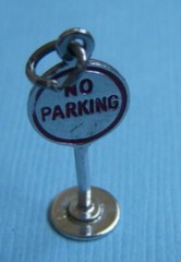Vintage enamel No Parking sign sterling charm