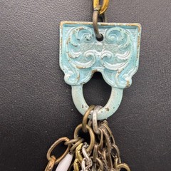 Plunder Multi-Layer Chain Pendant Necklace Bird & Pearl Charms 24 Inch Mixed Met