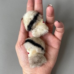 80s VTG Real Fur Lady Face Post Earrings Fashion Ladies Genuine Mink HandPainted