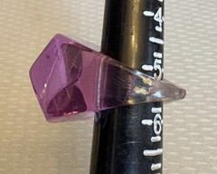 70s Vintage Lucite Ring Lilac Lavender Striped Clear Faceted High Dome size 5.5