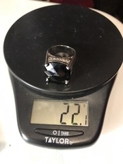 Vintage 925 Sterling Silver Black Onyx – Clear Cubic Zirconia Designer Ring 9