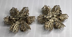 Vintage 1950’s Rhinestone Metal Set 2 Brooches Flower