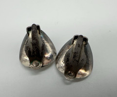 VTG Einar Modahl Norway Sterling Silver White Enamel Clip-On Earrings 5.7g #gcc