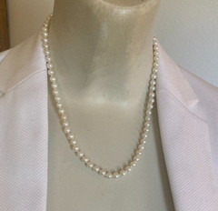 Dainty 18.5″ Akoya Pearl Necklace, 5-6mm, Sterling Clasp