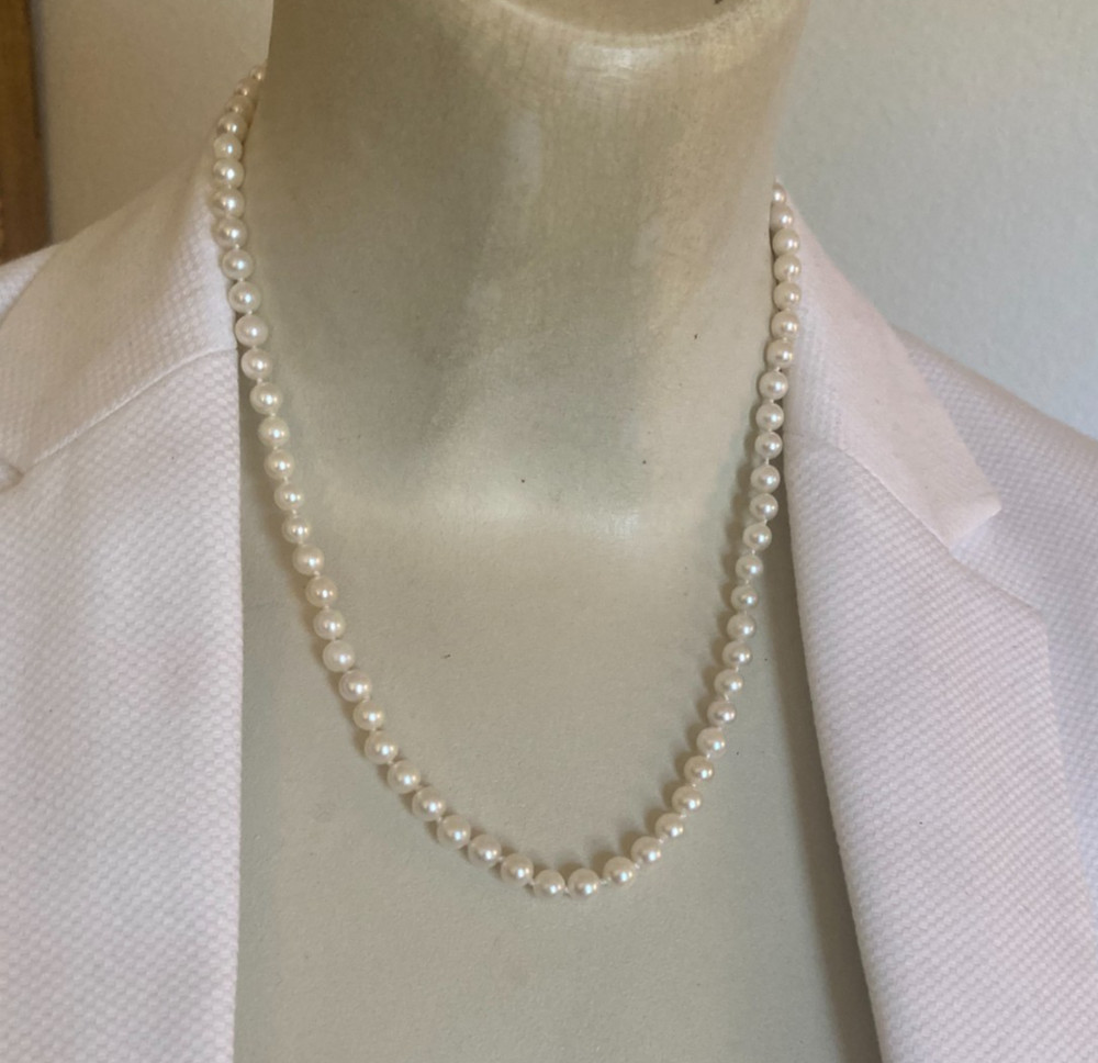 Dainty 18.5″ Akoya Pearl Necklace, 5-6mm, Sterling Clasp