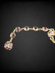 Vintage Lavender Purple Crystal Double Row Fringe Bib Necklace Open Back 16”