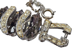 Vintage Weiss Smoky Crystal Rhinstone “Black Diamond” Bracelet & Earrings Set