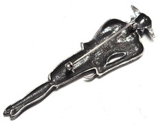 Vintage 925 Sterling Silver Art Deco Glam Fashion Lady Woman Pin / Brooch