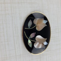 Vintage Alpaca Mexico Abalone Floral Brooch
